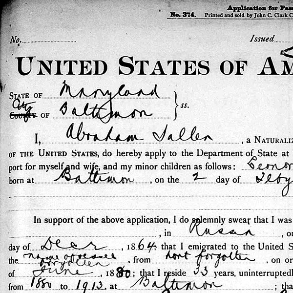 Abraham Saller passport application Abraham Saller passport application